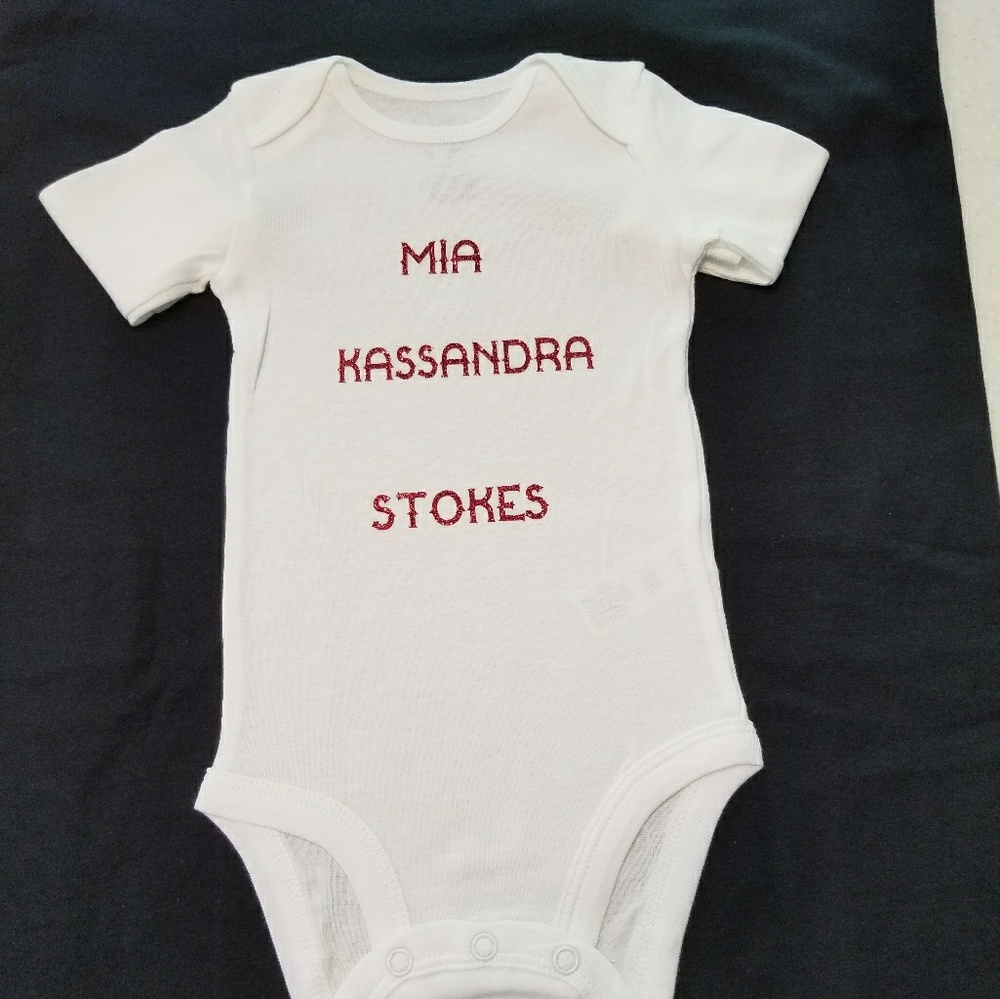 PERSONALIZED  ODESIES WITH YOUR BABY'S NAME.